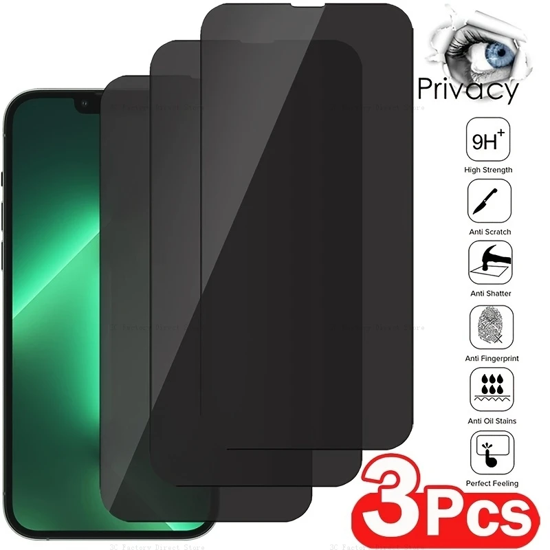 Protectores de pantalla de privacidad de cobertura total de 3 piezas para iPhone 14/13/12 Pro Max/14 Pro/14 Plus: ¡Manténgue sus datos seguros y privados!