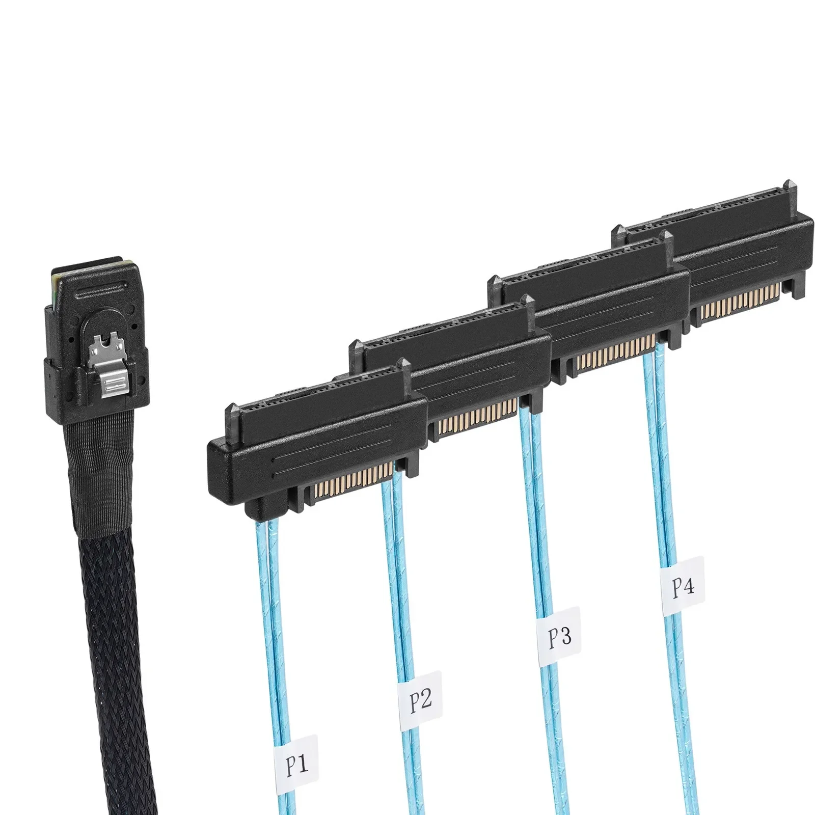 Mini conectores SAS de 36 SFF-8087 a (4) SFF-8482 con alimentación SATA, 0,5 m, 1m