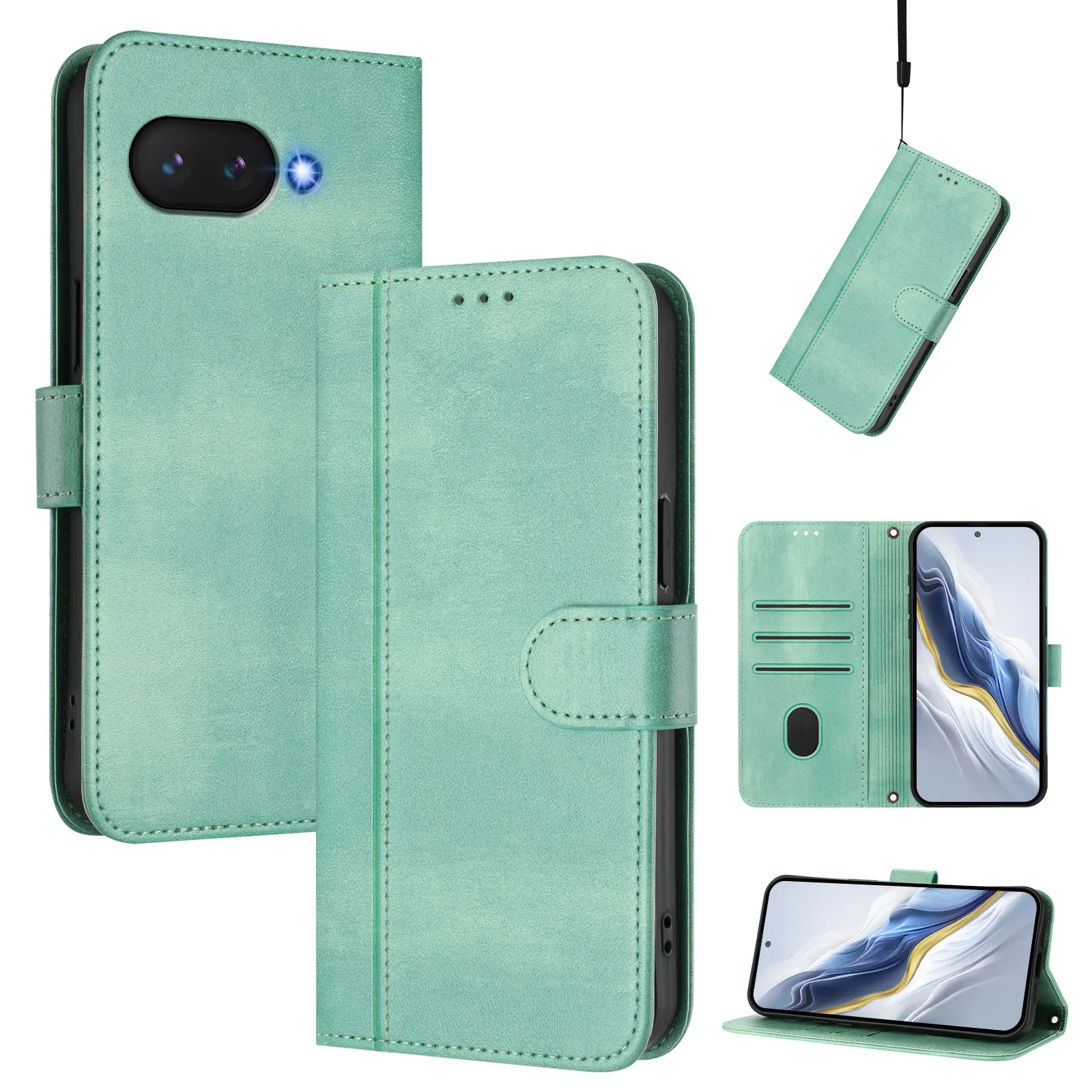 Funda de cuero tipo billetera Solt con tarjetas magnéticas para Google Pixel 9 10 Pro XL 9A 8 8A 7 7A 6 6A, funda de bolsillo con soporte
