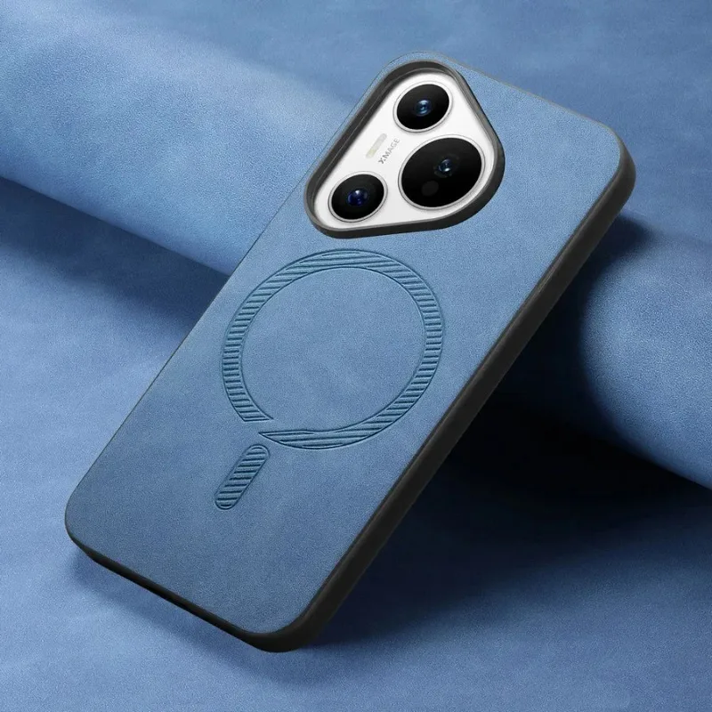 Funda de cuero de lujo para Huawei Pura 70 Ultra 70pro Plus, cubierta de carga inalámbrica magnética Magsafe, parachoques de protección