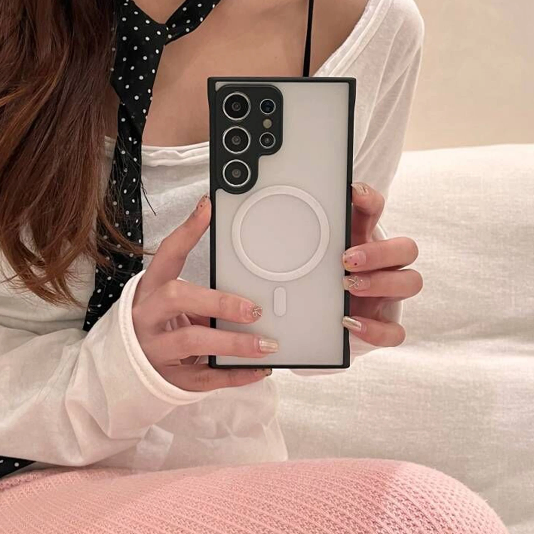 Funda magnética de carga inalámbrica sin marco, translúcida, mate, delgada, para Samsung Galaxy S25 S24 S23 Plus, Ultra dura, a prueba de golpes