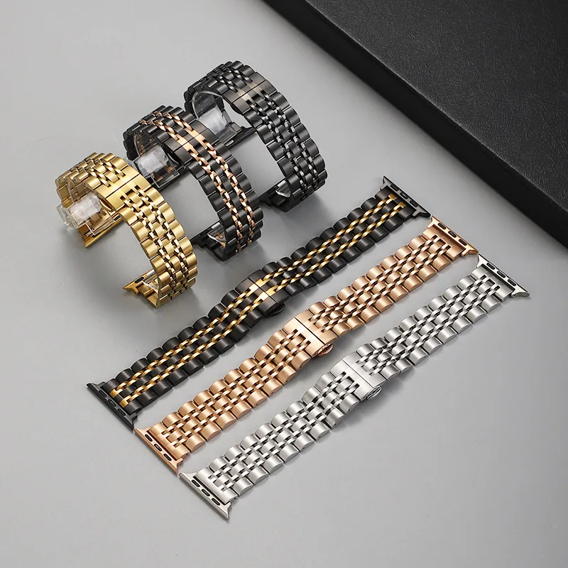 Correa de acero inoxidable para Apple Watch Band 40mm 44mm 42mm 38 45mm 49mm pulsera de Metal de lujo para IWatch 46mm 10 7 8 9 SE Ultra 2 - imagen 2