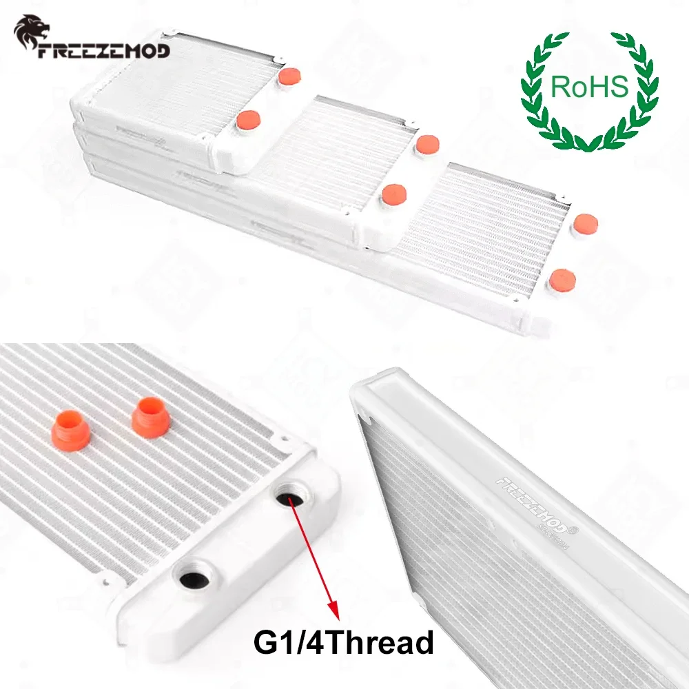 Radiador de aluminio FREEZEMOD, rosca G1/4, junta verde de 10mm, 18 canales para instalación de ventilador de 12cm, PC MOD, refrigeración por agua 120/240/360 - imagen 3