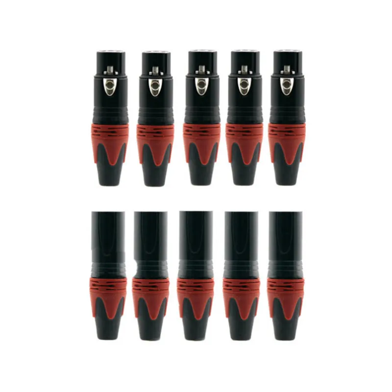 20 piezas 10 juegos chapado en oro 3 pines XLR hembra Jack macho enchufe 3 polos XLR conector de micrófono amplificador de audio Audiophile - imagen 4