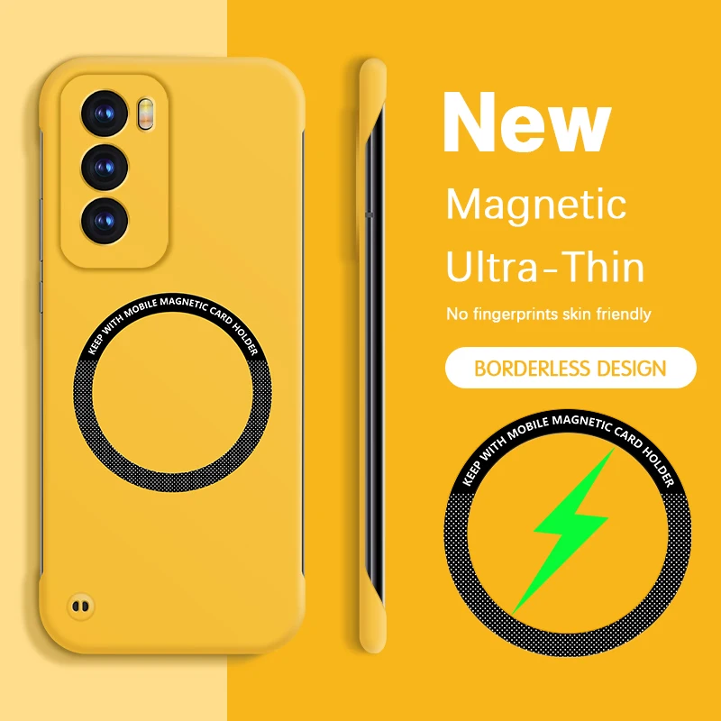 Funda de teléfono delgada sin marco magnética para OPPO Reno12 Reno 12 Pro 12Pro 5G China Global Funda de lujo dura PC Color caramelo contraportada - imagen 2