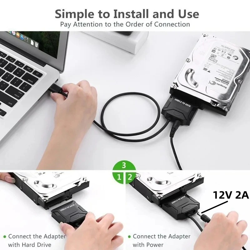 Adaptador de disco duro Serial ATA de alta velocidad de 5Gbps Cable USB 3,0 a SATA 3 para HDD externo SSD Sata a convertidor USB de 3,5/2,5 pulgadas - imagen 5