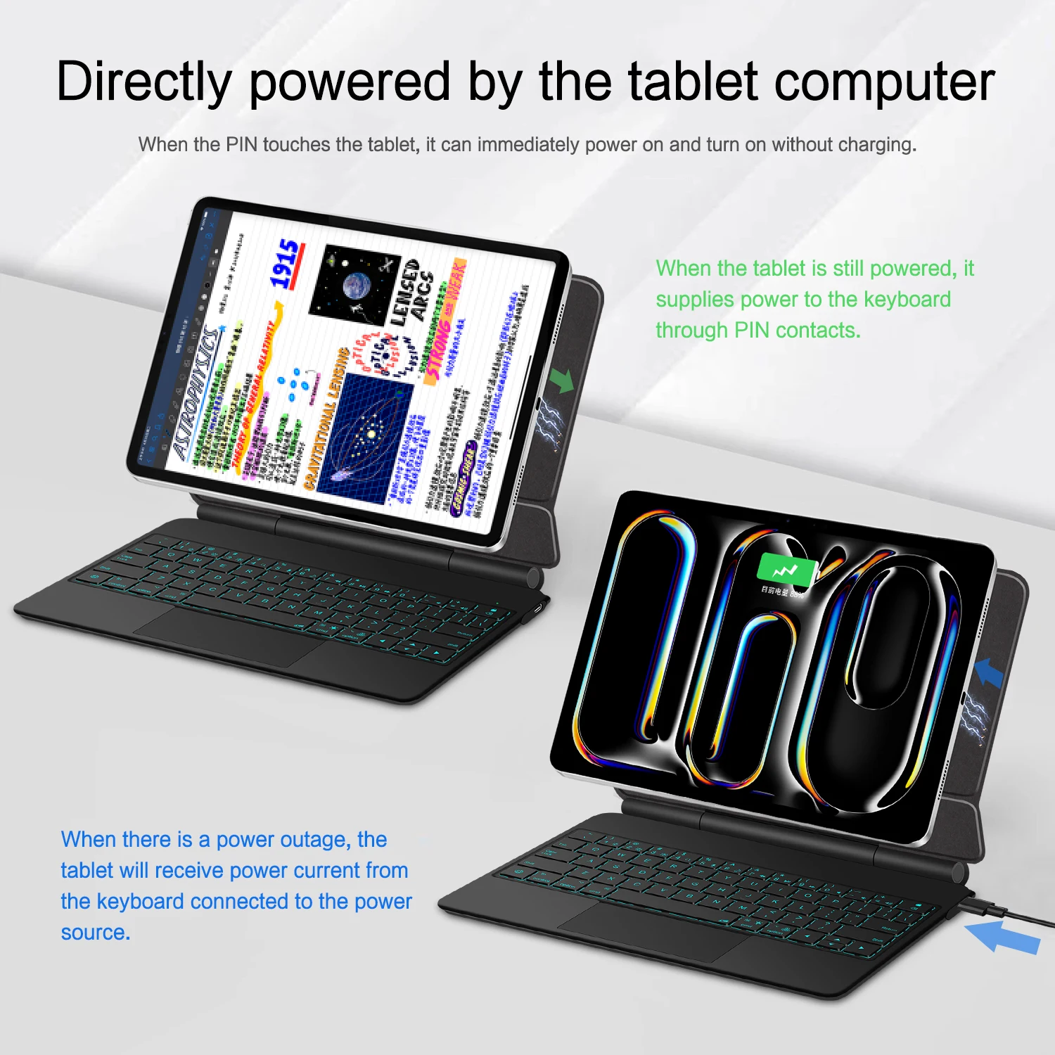 Funda con teclado mágico Smart PIN Plug & Play para iPad Pro M5 11 13 pulgadas 2025 Pro 11 13 M4 2024 carga inversa multitáctil Pogo Pin - imagen 4