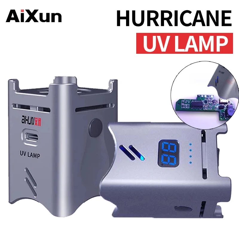 Aixun-lámpara de curado con ventilador LED UV, compatible con carga tipo C para placa base de teléfono móvil, reparación BGA, herramienta de lámpara de curado de aceite verde de refrigeración