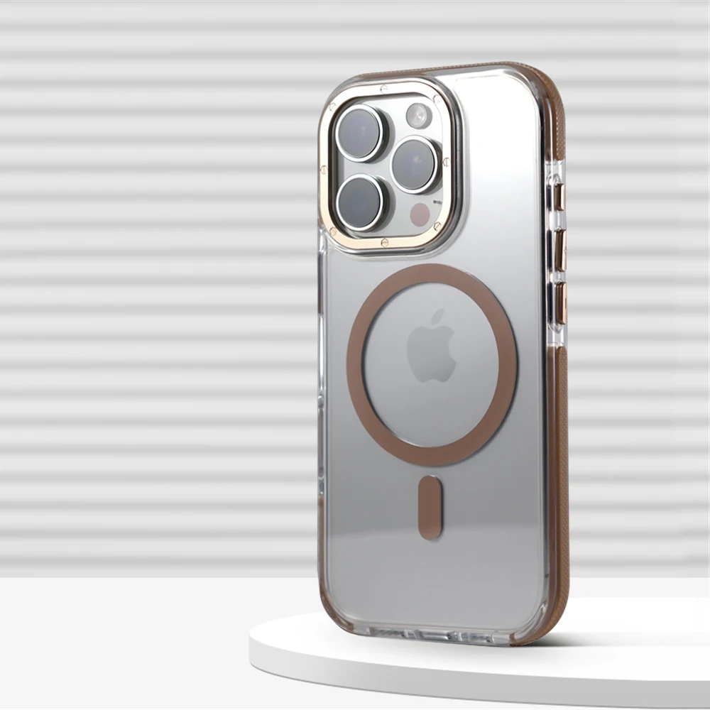 Luxury Transparent Magnetic Bumper Case For iPhone 17 Air 16 Pro Max 15 14 13 12 For Magsafe Wireless Charg Non-Slip Clear Cover