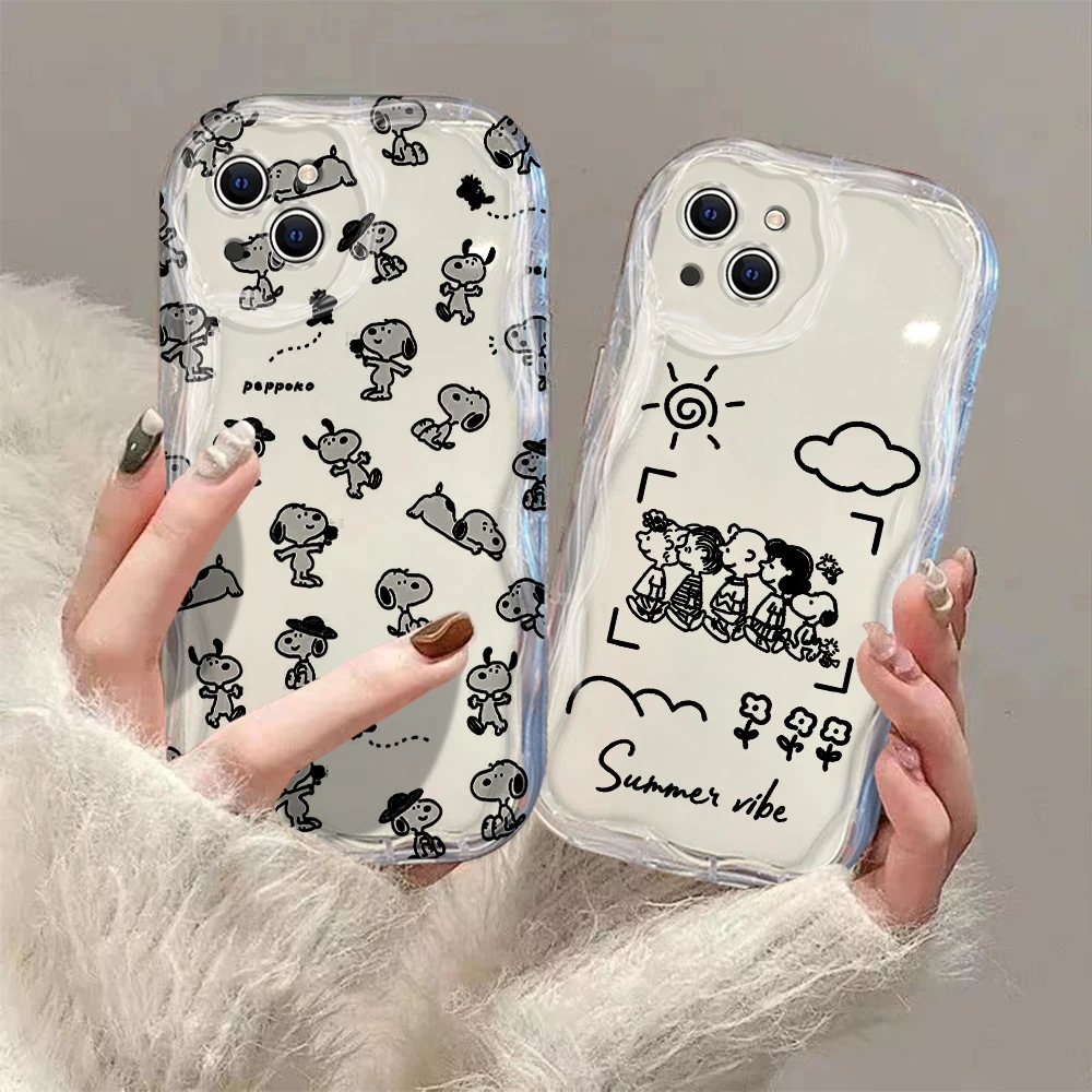 Funda de silicona suave para iPhone, carcasa bonita de Anime Snoopys 3D Wave para iPhone 15 14 13 12 11 Pro Max Mini X XR XSMAX 8 7 6S Plus - imagen 4