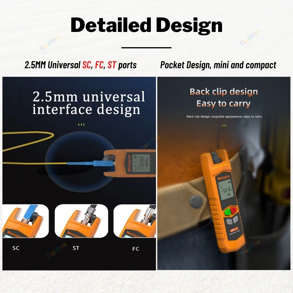 Kit de herramientas de fibra óptica, medidor de potencia de fibra óptica Mini OPM -70 ~ + 6dbm VFL 5 ~ 60MW, localizador Visual de fallos, probador de fibra óptica - imagen 4