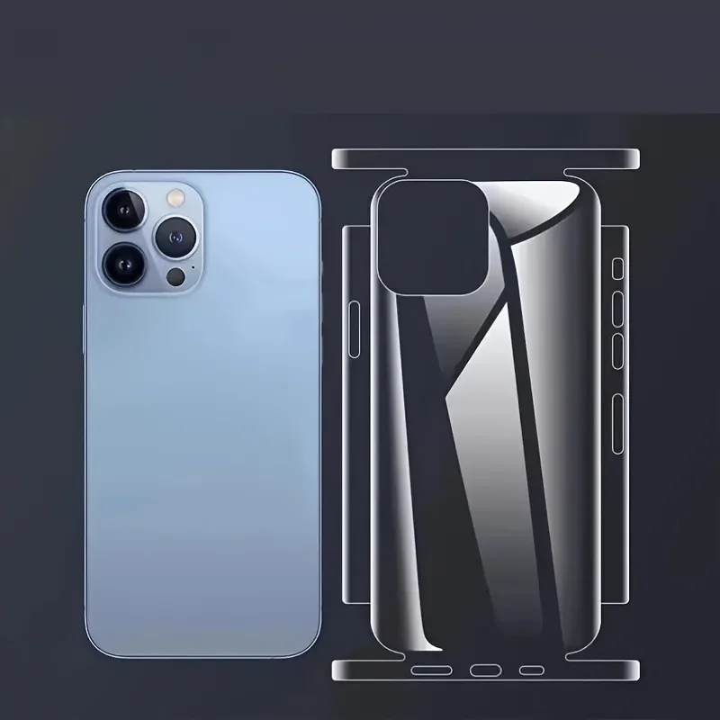 3 juegos de pegatinas de marco de borde de película de hidrogel trasera para iPhone 16 Pro 15 14 13 12 ProMax Plus protectores de pantalla de cubierta completa lateral trasera - imagen 3