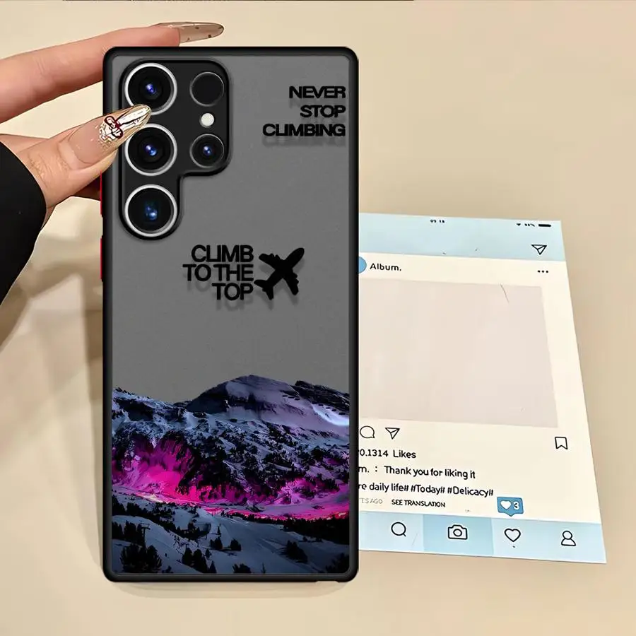 Funda de teléfono para Samsung Galaxy S21 S23 S24 Ultra S10 + S21 5G S9 Plus S20 FE S22 Plus S25 Ultra Black Edge Shell montañismo - imagen 4