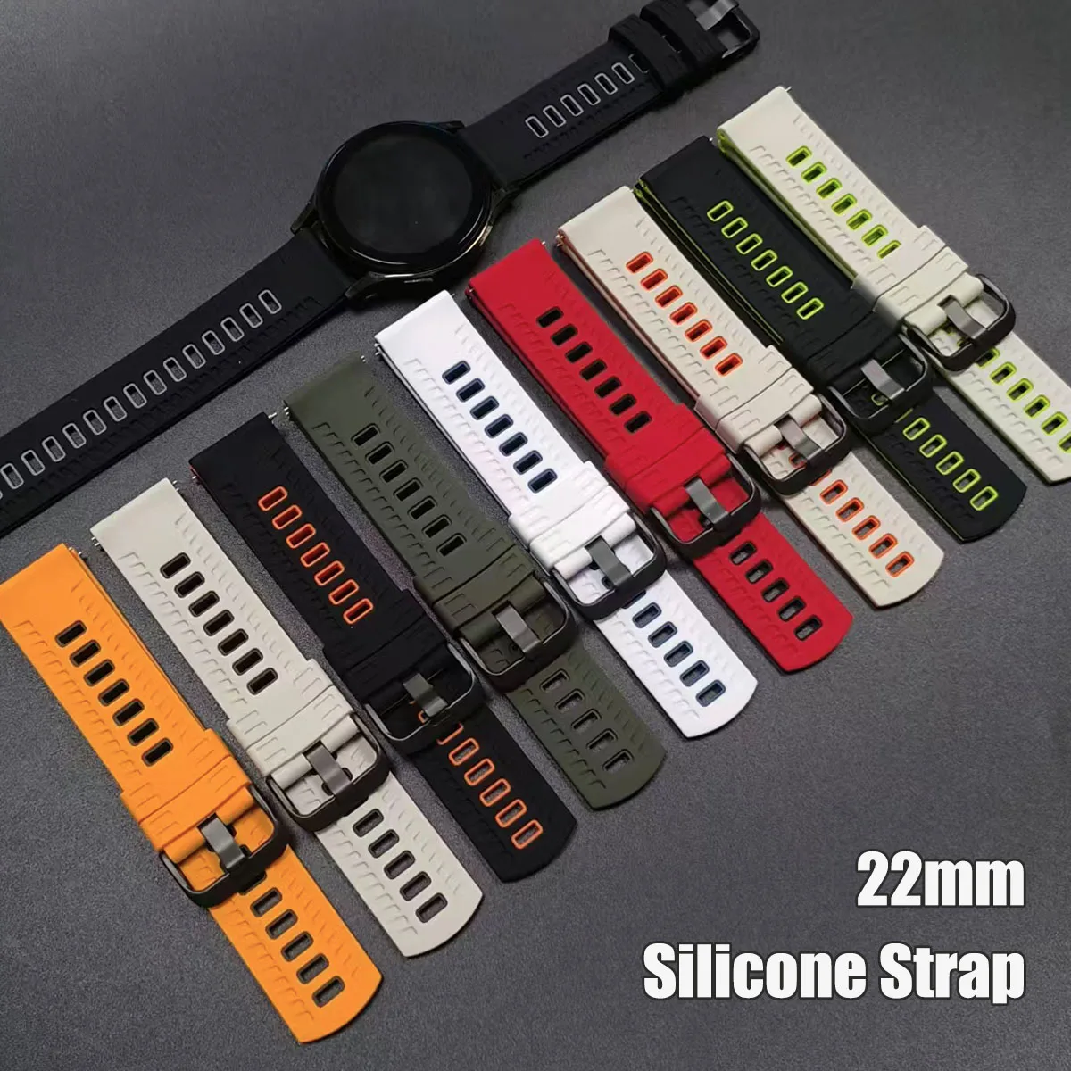 Correa de silicona de 22mm para Samsung Galaxy Gear S3 Classic/Watch 3, correa de 45mm y 46mm para HUAWEI Watch GT6 pro/GT6 5 4 46mm