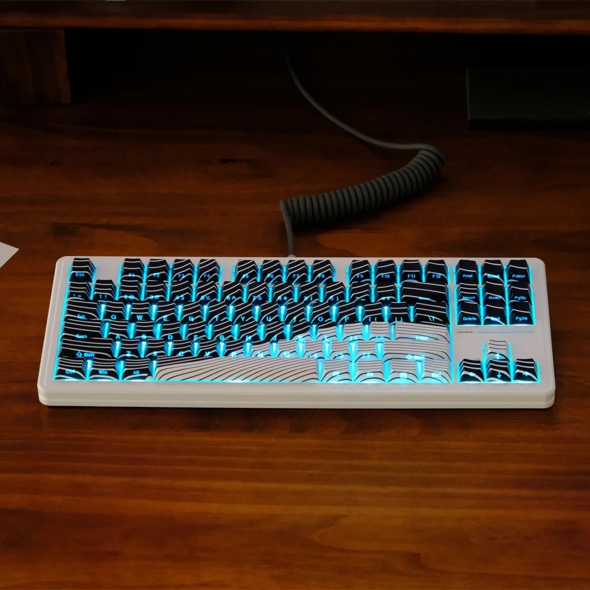 130 teclas blanco negro onda 5 lados tinte Sub PBT Keycap retroiluminado RGB retroiluminado teclas perfil de cereza para interruptores MX teclado para juegos - imagen 4