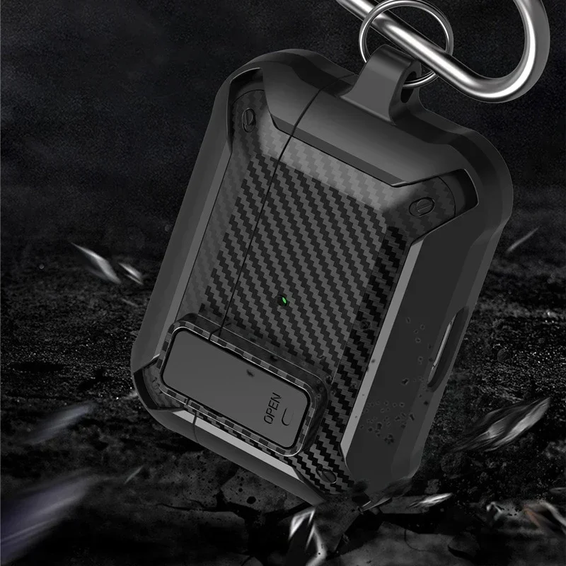 Cubierta de interruptor para Airpods Pro 2, funda protectora de TPU para PC para Apple AirPods 3 1, accesorios para auriculares, patrón de fibra de carbono - imagen 2