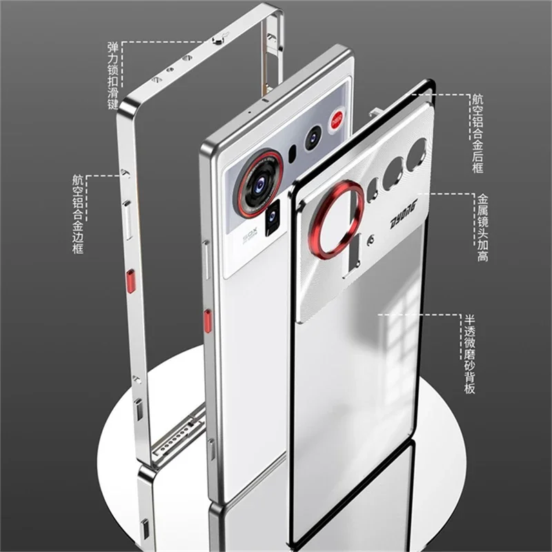 Para ZTE Nubia Z80 Ultra aleación de aluminio marco de Metal parachoques + cubierta trasera de teléfono de vidrio templado para Nubia Z80Ultra cubierta a prueba de golpes - imagen 4