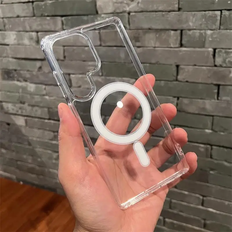 Funda de teléfono Magsafe con carga magnética para Samsung Galaxy S25 Ultra S24 Plus S23 S22 S21 S20 FE Ultra 25 edge, fundas transparentes anticaída - imagen 5