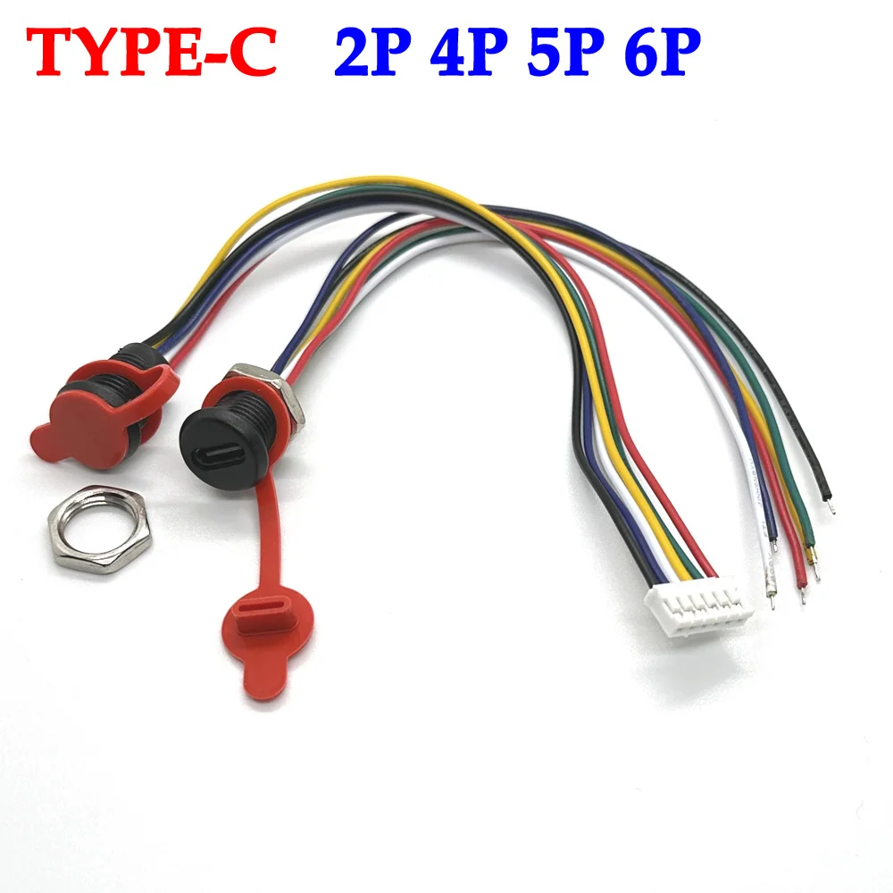 Conector USB tipo C de 2/6 pines, resistente al agua, tipo C con hebilla de tarjeta, hembra, 3A, puerto de carga rápida de alta corriente, enchufe de cargador de USB-C - imagen 5