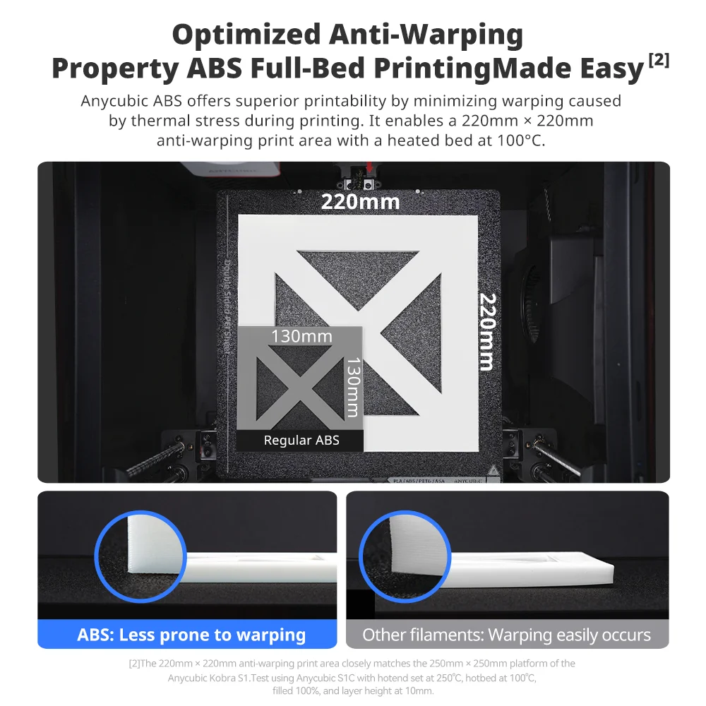 Filamento ABS ANYCUBIC, impresión 3D, resistencia al impacto PLA, resistencia a la temperatura, filamento de impresora 3D para Kobra 3 Max S1C - imagen 4