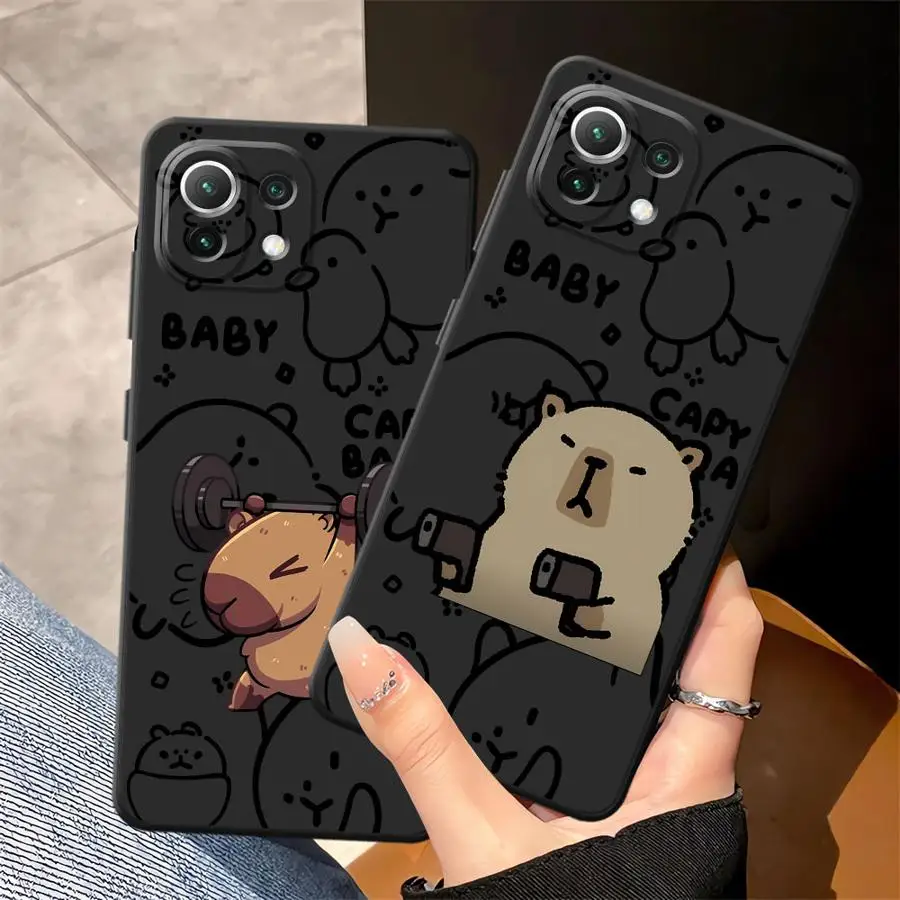 Funda de teléfono suave negra para Xiaomi Mi 11 12 13 Lite 10T 11T 12T Pro 13 14 15 Pro 12X Capybara divertido