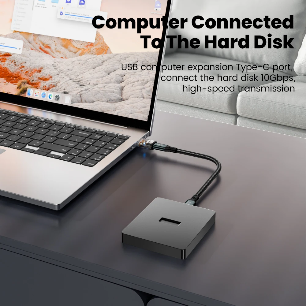 Adaptador transparente USB 3,2 de 120W, USB a tipo C OTG, adaptador OTG de 10Gbps, Cable de carga rápida para PC, portátil y ordenador - imagen 4