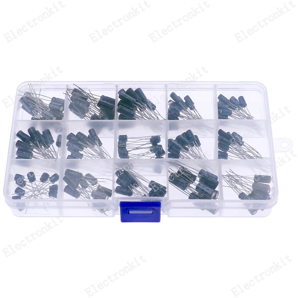 Condensadores electrolíticos, kit mixto de 15 valores, 10v-50v, 200 unidades - imagen 3