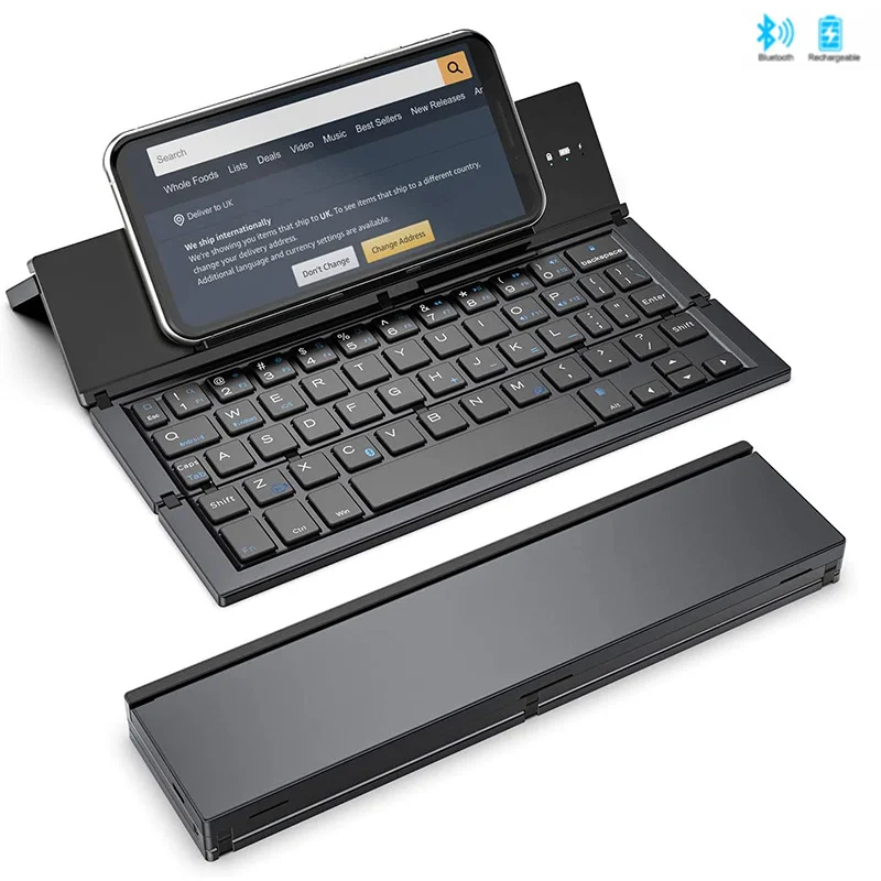 BOW-teclado plegable con Bluetooth para teléfono móvil, teclado de bolsillo inalámbrico recargable para teléfonos iPhone, Samsung y tabletas