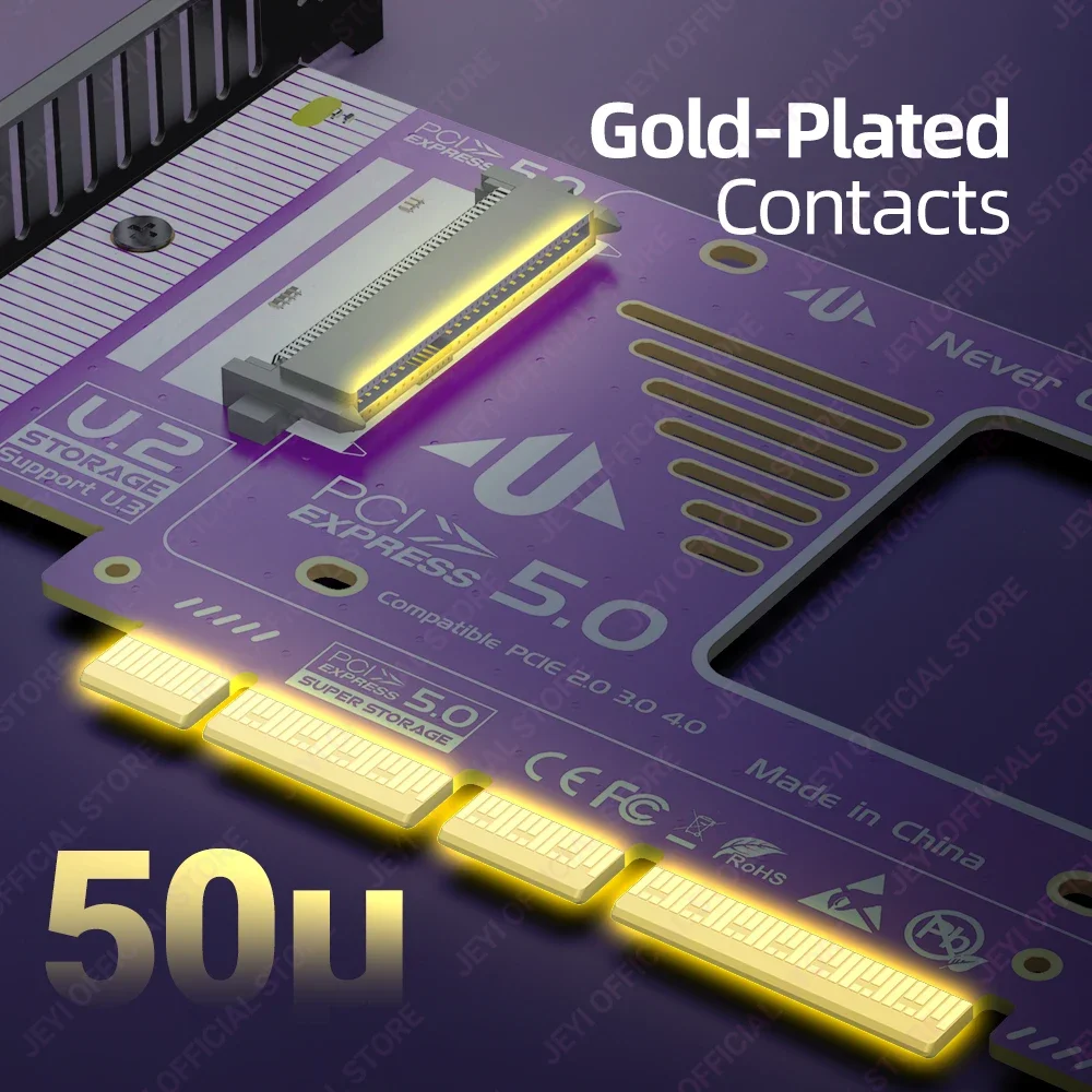 Convertidor JEYI PCIe 5,0 a U.2 (SFF - 8639), expansión SSD GEN5 U.2 de 128 Gbps para PCIE X4/X8/X16, Compatible con PCIe 4,0/3,0/2,0. - imagen 5