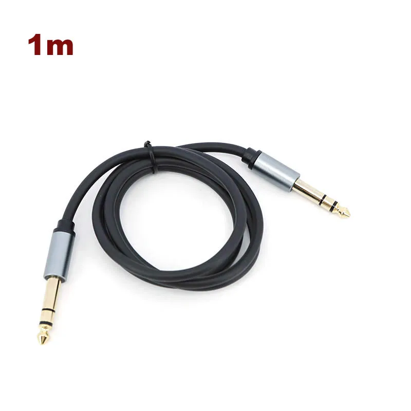 Placa dorada 6,5 6,35mm macho a 6,35 macho Audio estéreo equilibrado TRS 1/4 Cable amplificador de altavoz para teclado de guitarra doble canal h - imagen 3