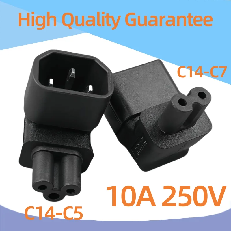 Adaptador de conector de ángulo de fuerza macho a hembra para cargador de portátil, convertidor en ángulo IEC320 C14 macho a C5/C7 hembra