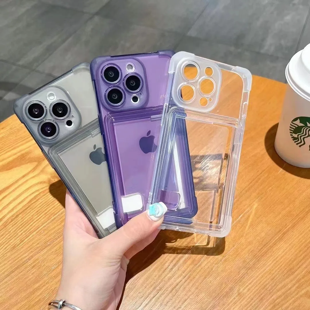 Funda de teléfono con tarjetero para iPhone 16 Pro Max 11 15 14 13 12 13pro 15pro 14 promax, Fundas de silicona con ranura para tarjetas a prueba de golpes - imagen 2