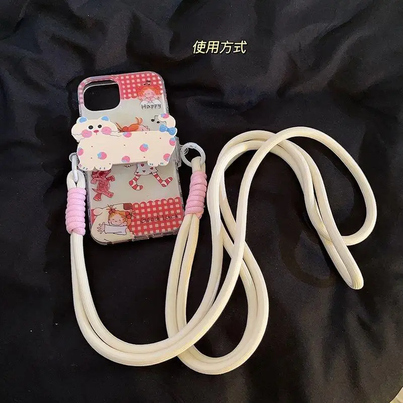 Cuerda para teléfono móvil con diseño de perro y gato de dibujos animados, con Clip trasero, correa cruzada para llevar al hombro, Clip trasero, cordón colgante largo para teléfono - imagen 2