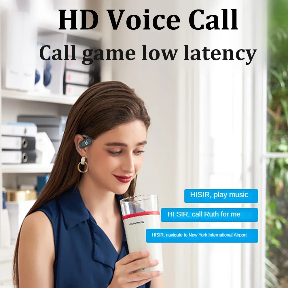 Gancho para la oreja auriculares inalámbricos Bluetooth 5,4 auriculares estéreo HiFi con reducción de ruido auriculares impermeables para Huawei iPhone