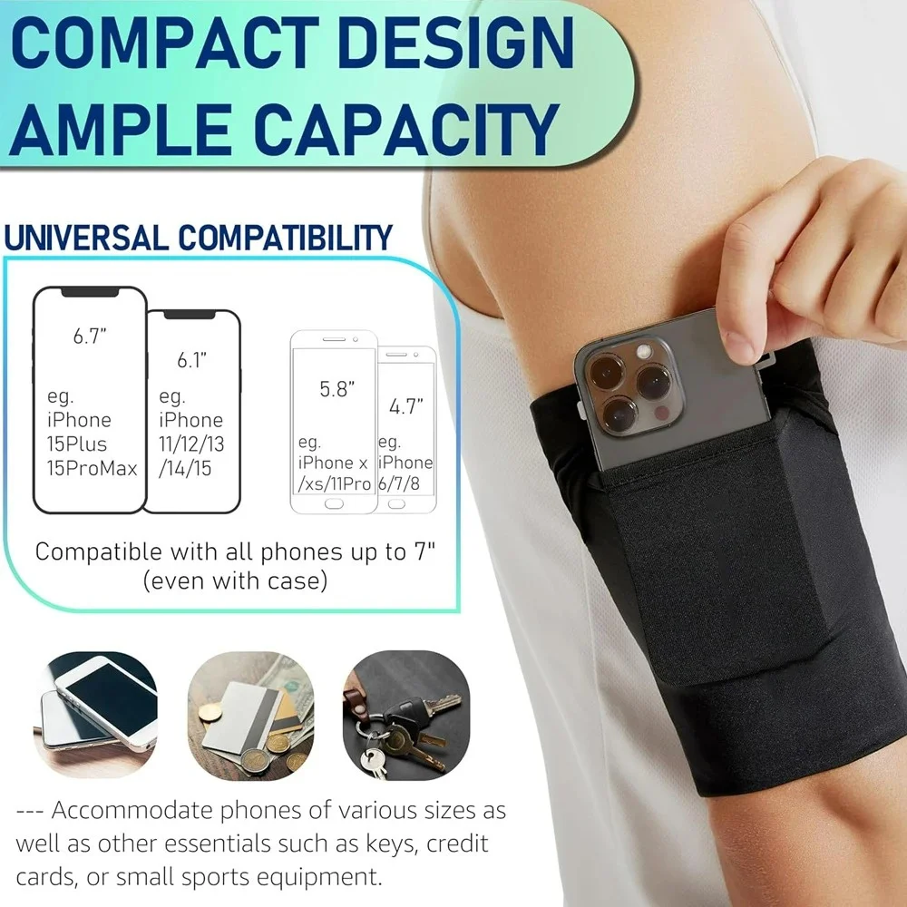 Brazaletes deportivos para correr, bolsa para brazo para teléfono móvil, bolsa para brazalete para teléfono, funda para correr y trotar, soporte para IPhone 15 16 Samsung - imagen 2