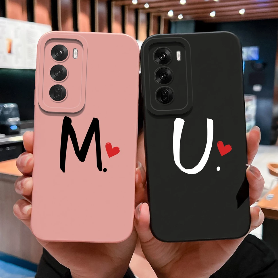 Para Oppo Reno 12 Pro 12F 5G funda de teléfono amor corazón letras protección de cámara cubierta suave de alta calidad para Reno12 parachoques a prueba de golpes