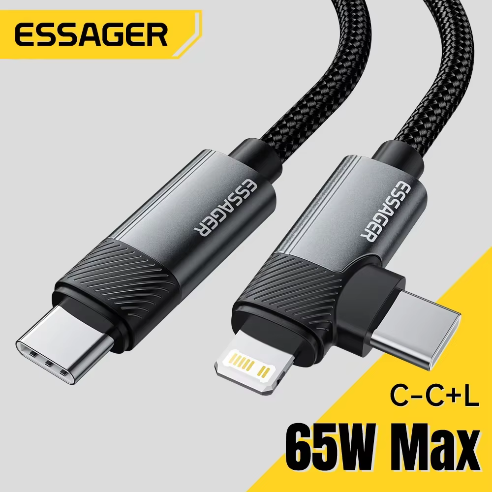 Cable USB-C 65W Essager Carga Rápida iPhone 15/MacBook/iPad Pro