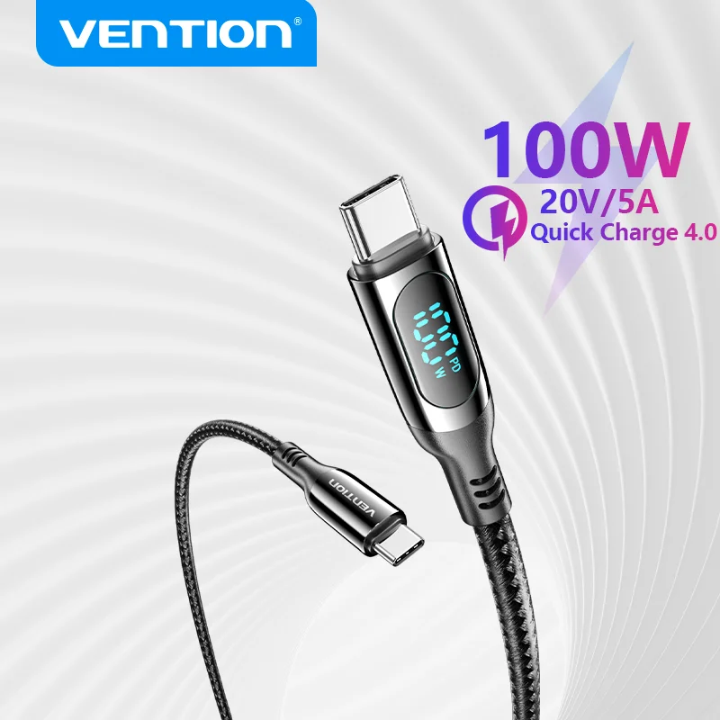 Vention Cable USB Tipo C Xiaomi MacBook Pro Samsung Cargador Carga Rápida USB-C 100W - Vista principal del producto