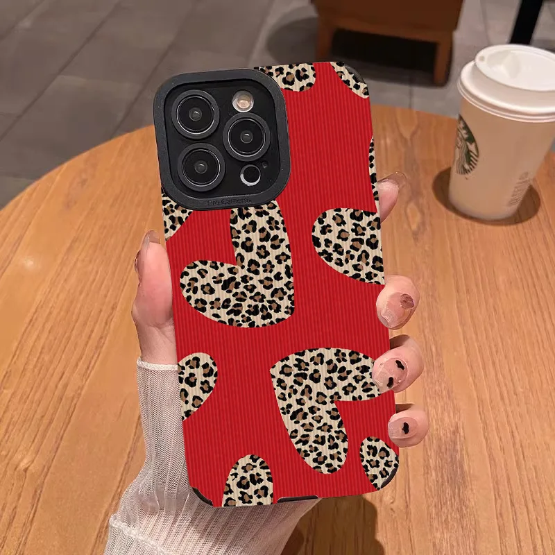 Para iphone 17 17ProMax Funda de cuero con estampado de corazón Funda de teléfono Funda 17Air 16 Pro Max 15 14Plus Capas Fundas de silicona suave 13 12 - imagen 4