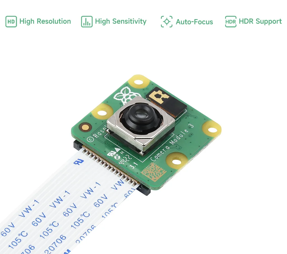 Módulo de cámara 3 cámaras 12MP MX708 Sensor Enfoque automático SNR DPC PDAF Cámara V3 Opcional 75 ° Visión nocturna 75 ° Para Raspberry Pi - imagen 2
