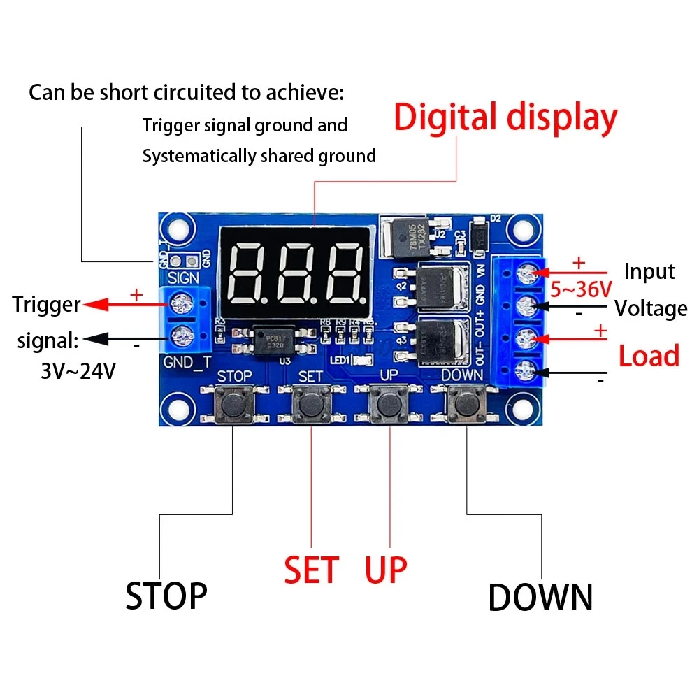 DC 12V 24V Dual MOS LED relé de retardo de tiempo Digital disparador temporizador de ciclo interruptor de retardo placa de circuito módulo de Control de sincronización DIY - imagen 2