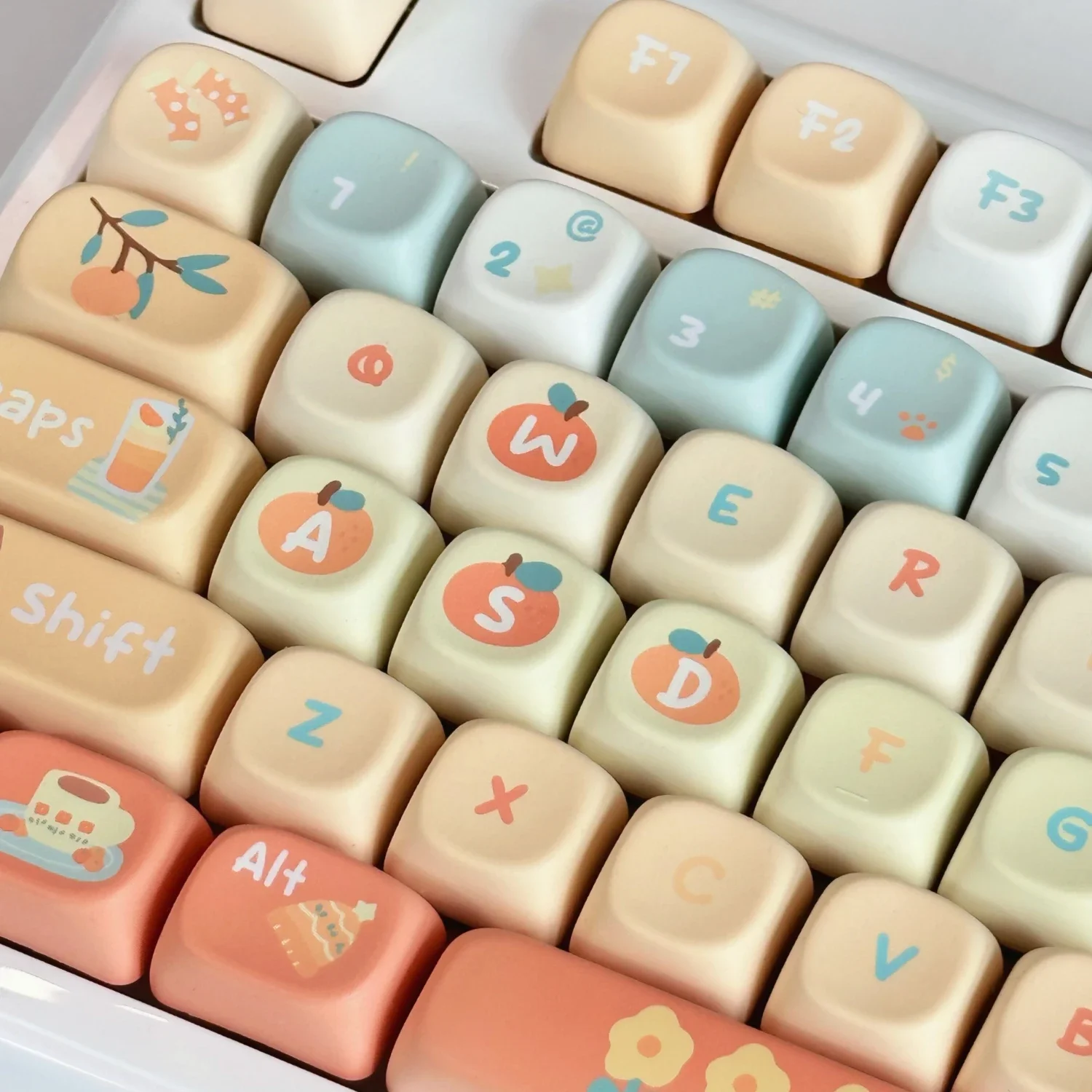 Teclas de Soda naranja, 131 teclas, perfil XOA, PBT, sublimación de cinco lados, teclas personalizadas para teclado mecánico, bonitas teclas coreanas - imagen 4