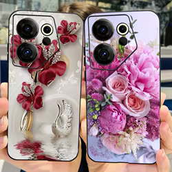 Para Tecno Camon 20 Premier funda CK9n 2023 carcasa protectora de flores de moda parachoques negro suave para Tecno Camon20 Premier Etui