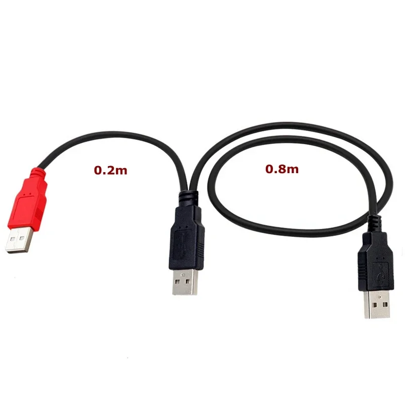 Cable de datos tipo Y para impresora de disco duro móvil, USB-B de doble cabezal USB 2,0 Micro Mini 5 pines tipo c, fuente de alimentación USB externa de 0,8 m - imagen 2