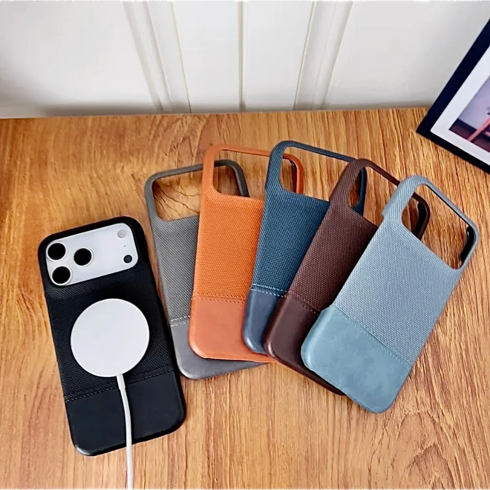 Funda magnética para iPhone 17 Pro Max 17 Pro Air Cover tela cuero Colorblock imán sin bordes para Mag-safe carcasa a prueba de golpes - imagen 2