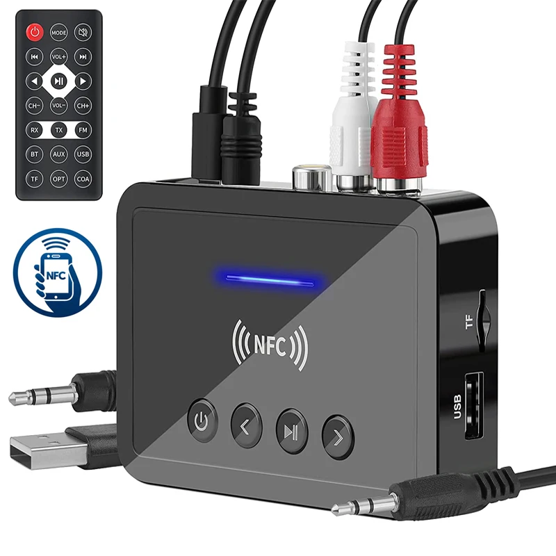 Transmisor receptor Bluetooth 5,0 FM estéreo AUX 3,5mm Jack RCA adaptador de Audio inalámbrico óptico Control remoto para TV Kit de coche - imagen 2