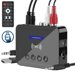 Transmisor y receptor Bluetooth 5.0 con FM, AUX, RCA y óptico