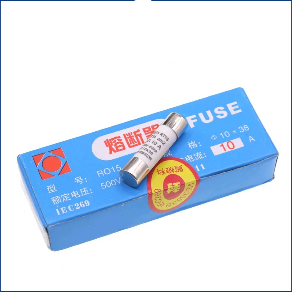 R015 Fusible RO15 Tubo de fusible de cerámica 10X38 RT18 1A 2A 3A 5A 6A 10A 32A