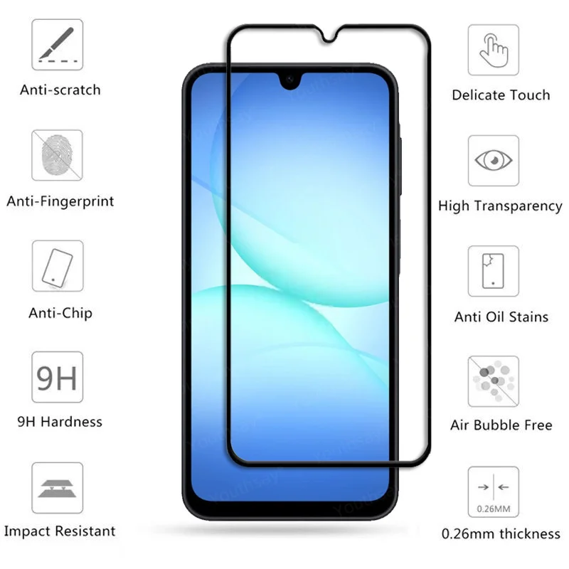 Para Samsung Galaxy A17 cubierta completa de vidrio templado Samsung Galaxy A17 Protector de pantalla 9H película protectora de lente Samsung Galaxy A17 - imagen 3