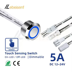 DC 12V 24V gabinete LED atenuador táctil Control de encendido/apagado 5-100% atenuación 2510/puerto DuPont Cable de conexión de 2m oculto integrado